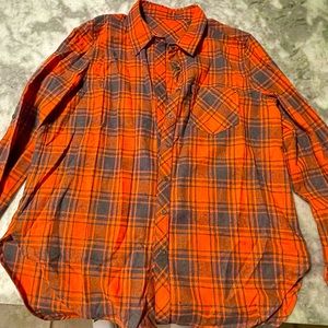 Blackmilk Orange and Gray Plaid Button Down Shirt